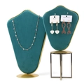 Velvet jewelry display stand set in dark green with gold frame for necklaces - Small / Green with Gold Trim