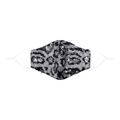 Detail of silver leopard sequin face mask featuring adjustable elastic ear loops - Kids / Silver Leopard Print