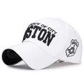 Berretto da baseball in cotone bianco con ricamo Boston nero e stemma della città lato - Bianco