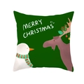 Green Christmas pillowcase featuring a cute snowman and reindeer with Merry Christmas text - Classic Green Snowman(DRD213-1)
