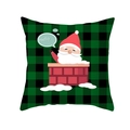 Christmas pillowcase with Santa Claus in chimney on green and black plaid fabric - Chimney Santa Green Plaid(DRD213-13)
