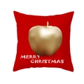 Red Christmas pillow cover featuring a metallic gold apple and Merry Christmas text - Golden Apple Merry Christmas(DRD213-15)
