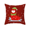 Red Christmas pillow cover featuring a snowman in a stocking and snowflakes - Christmas Stocking Snowman Red(DRD213-12)