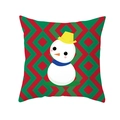 Festlicher Weihnachts-Kissenbezug mit Schneemann auf rot-grünem Rautenmuster-Hintergrund - Schneemann Mit Rautenmuster-Hintergrund(DRD213-23)