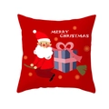 Red Christmas pillowcase featuring Santa Claus with a gift box and Merry Christmas text - Santa Broom Red(DRD213-39)