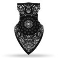 Vista detallada del estampado paisley y mandala en la braga de cuello multifunción blanca y negra - Patrón de Mandala en Blanco y Negro (SJJ-04)