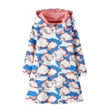 Blue hooded cotton dress for girls with unicorn pattern and pink contrast hood lining - 3T/Recommended Height 90-95cm / Top - Sky Blue Unicorn Clouds (7322)