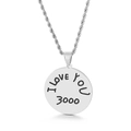 Collana in acciaio inossidabile argento con ciondolo rotondo inciso I love you 3000 - Tondo Acciaio (Stile A Acciaio KP94082)