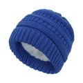 Winter baby beanie with warm fleece lining in thick blue knit for toddlers aged 0-2 - Fleece Lined Style / Sapphire Blue