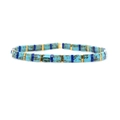 Bohemian Tila beaded bracelet featuring turquoise and deep blue stones with gold spacers - Sky Blue/Deep Blue/Gold