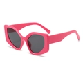 Futuristic hot pink thick frame aviator sunglasses with dark grey lenses for women - Pink Frame Dark Grey Lens