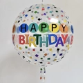 Transparent 4D round balloon with colorful confetti and Happy Birthday text - 4D Sphere Transparent Happy Birthday / 22 Inch