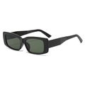 Vintage-Sonnenbrille mit schwarzem Rechteckrahmen und dunklen Gläsern im Y2K-Stil - Schwarzer Rahmen Grüne Gläser