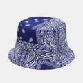Blauer Fischerhut mit Paisley-Muster für Damen, wendbarer Sonnenschutz aus Baumwolle - M / Gespleißtes Blau