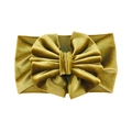 Macro view of mustard yellow velvet oversized bow headband with soft textured finish - Gold No.8