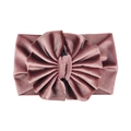 Close-up detail of oversized velvet bow on dusty rose baby headband with soft texture - No. 15 Dusty Pink