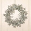 Silberner Weihnachtskranz mit Beeren und Glitzer für die Haustür Dekoration 40cm - 40CM / Silber