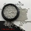 Bright silver 2.0mm steel beads for nail art design in a round black container - Silver 03-2# (2.0mm Steel Ball)