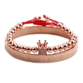 Rose gold Roman numeral open bangle and beaded crown bracelet set with zircons - Rose Gold