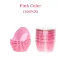 Pink greaseproof paper muffin liners in a 100-piece clear PVC storage container - Pink