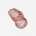 Pink elastic hair ties with gold beads set, durable minimalist ponytail holders - Pink