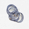 Macro detail of light blue braided hair ties with polished gold metal beads - Light Blue