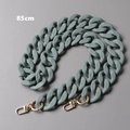 Macro detail of 85cm olive green matte resin bag chain with gold lobster clasps - 85cm / Matte Green