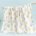 Soft cotton gauze baby blanket featuring colorful cartoon lion prints on a white base - Little Lion