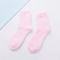 Soft pink coral fleece socks for women with a plush texture for warm indoor comfort - Light Pink