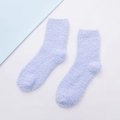 Soft lavender coral fleece socks in a mid-calf length for warm winter sleepwear - Sky Blue