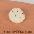 6cm Steamed Bun keychain toy with realistic green onion detail on wooden background - 6cm Flower Roll Squishy