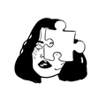 Artistic punk enamel pin featuring a woman with freckles and a puzzle face design - Puzzle Eye-Cover Face Style (CC527)