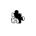 Punk puzzle enamel pin featuring a black and white manga eye with artistic freckles - Comic Style Puzzle Piece Style (CC528)
