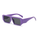 Modern purple rectangle sunglasses with thick frames and dark lenses for men and women - Purple Frame Grey Lens