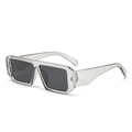 Modern flat top square sunglasses with transparent grey frame and dark grey lenses - Transparent Grey Frame Grey Lens
