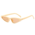 Cat eye sunglasses in cream plastic frame with brown lenses and silver temple studs - Beige Frame Champagne Lenses