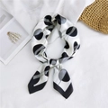 Polka dot small square silk scarf with minimalist black and white geometric pattern - 23 Black White Circle