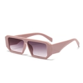 Retro flat top square sunglasses with pink hexagonal frame and purple gradient lenses - Solid Pink Frame Gradient Grey Lens