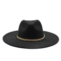 Close-up of black wool fedora featuring an ethnic handcrafted beaded hatband - M / 56-59cm / Black