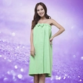 Vestido toalla de baño en microfibra verde claro con lazo y diseño de pecho elástico - 140*75CM / Verde fruta