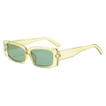 Retro-Rechteck-Sonnenbrille mit transparent gelbem Rahmen und dunkelgrünen Gläsern - Transparenter Grüner Rahmen Grüne Gläser