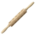 Christmas wooden rolling pin with engraved elk, birds, and snowflakes for cookie baking - Nature Mix (JM02025)