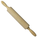 Natural wood rolling pin with ergonomic handles and authentic grain texture on white background - Smooth Surface (JM01005)