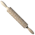 Wooden rolling pin featuring laser-engraved dog patterns for cookie dough embossing - Dog Pattern (JM01029)