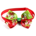 Christmas bow tie for cats and dogs with red and green ribbon and snowflake patterns - VN085-4-Elf Pattern Red Green Patchwork Bow Tie