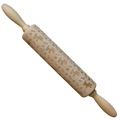Wooden rolling pin with laser engraved dog and bone patterns for cookie dough - Dog and Bone (JM01045)