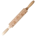Christmas wooden rolling pin with reindeer and star laser engraved patterns - Reindeer Stars (JM01681)
