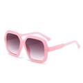 Pink oversized square sunglasses with purple gradient lenses and silver dot accents - Jelly Pink Gradient Grey Lens