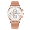 Montre homme mode en or rose avec bracelet en maille et cadran blanc avec chronographes - Cadran Blanc Boîtier Or Rose Bracelet Or Rose