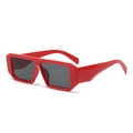 Retro small square frame sunglasses with glossy red finish and dark grey lenses - Red Frame Dark Grey Lens